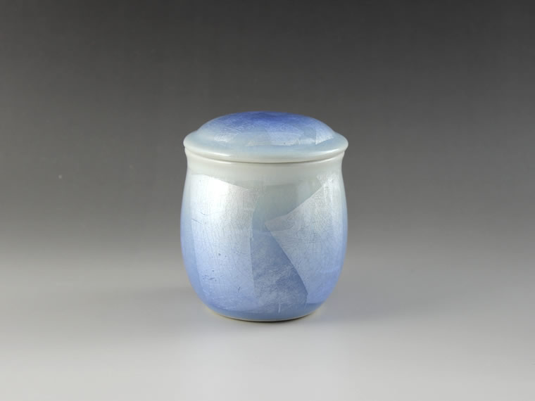 九谷焼骨壺 銀彩 海